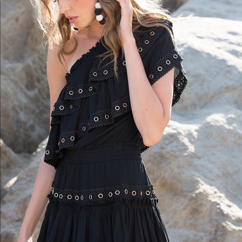 Misa Los Angeles Black One-Shoulder Mini Dress
